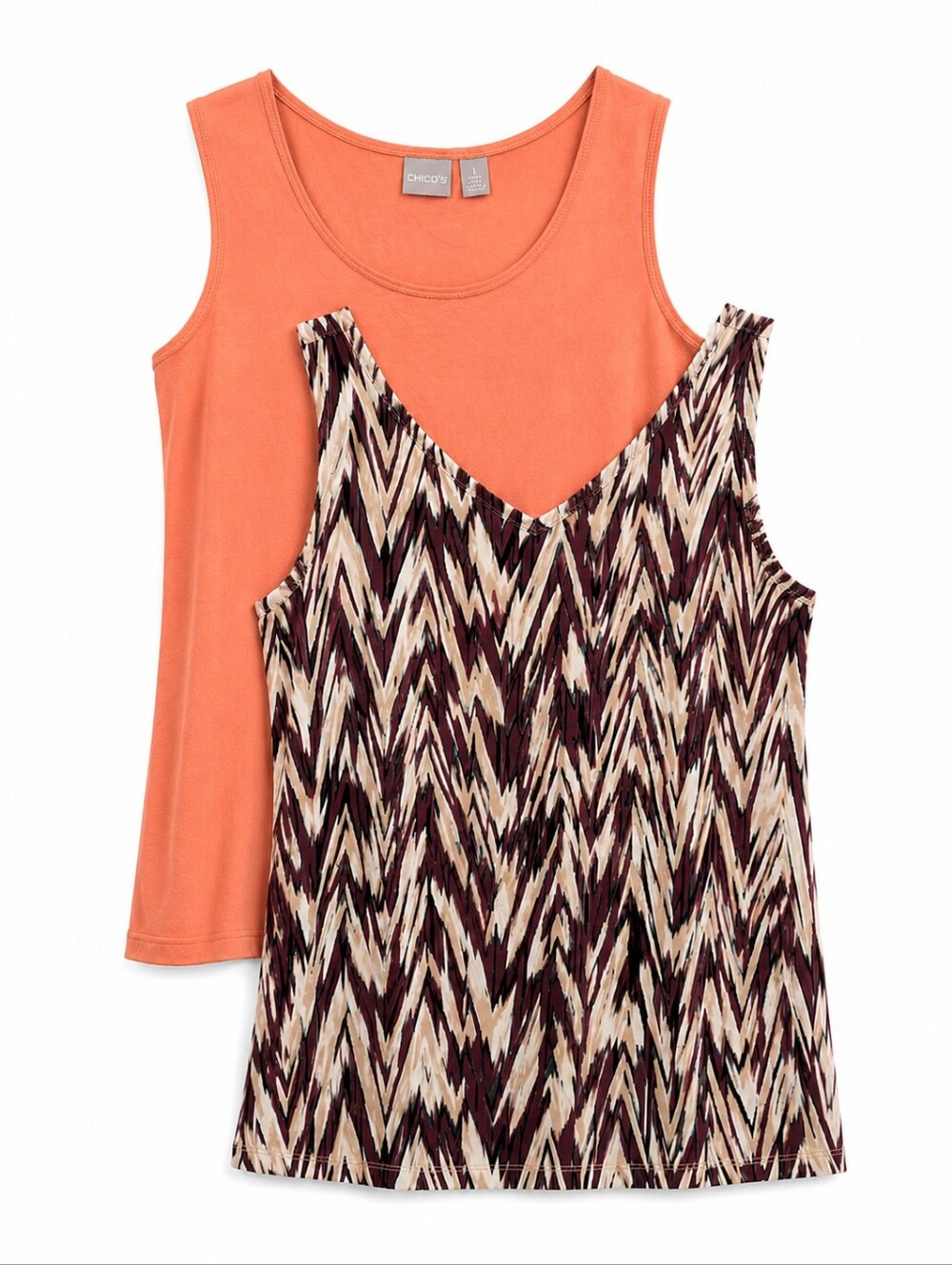 Chico's Lot Of 2 Slinky Tank Tops Sz 1 (8) Casual Travel Career Layering Summer